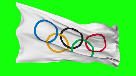 Olympic Games, Olympics Flag Waving Seamless Loop in Wind, Chroma Key ...