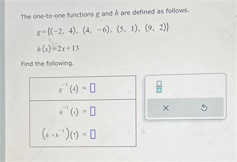 Solved The one-to-one functions g ﻿and h ﻿are defined as | Chegg.com