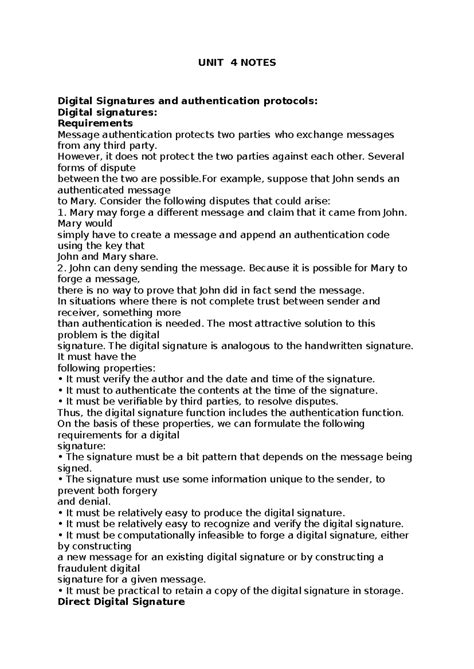 CNS UNIT 4 - Digital Signatures & Authentication Protocols Notes - Studocu