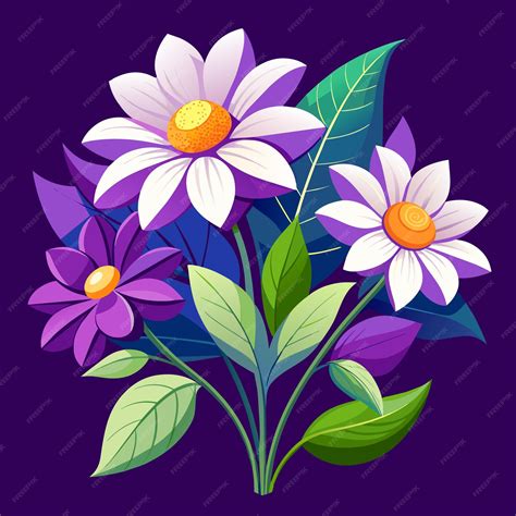 Premium Vector | White and purple flowers vector illustration