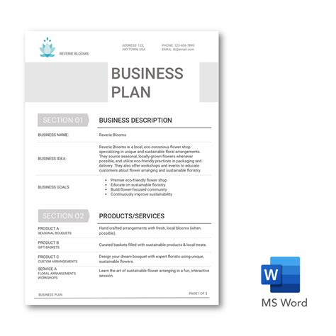 Detailed Business Plan Example 的图像结果
