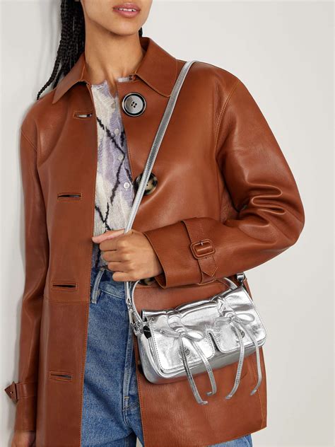 ACNE STUDIOS Multipocket micro metallic leather shoulder bag | NET-A-PORTER