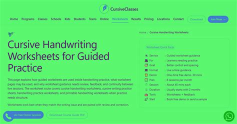 Handwriting Worksheets & Sample Review | CursiveClasses.in