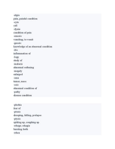 Medical 2 - practice materials -algia pain, painful condition -cyte ...