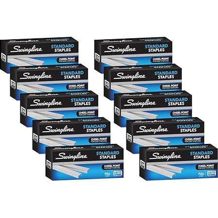 Swingline Staples, Standard, 1/4" Length, 210/Strip, 5000/Box, 10 Pack ...