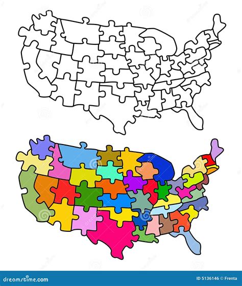 Map USA with States As a Puzzle Stock Illustration - Illustration of ...