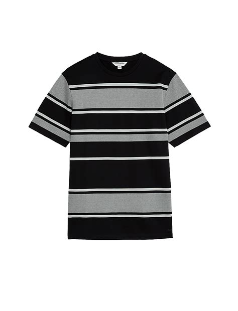 Buy Pure Cotton Striped Textured T-Shirt at Marks & Spencer