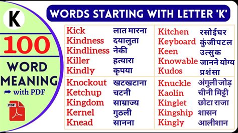 Learn 100 Words | Words that start with K अक्षर K से शुरू शब्द k se ...