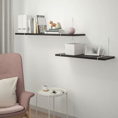 BERGSHULT Shelf, brown-black, 120x20 cm - IKEA