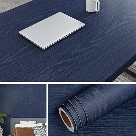 Livelynine 15.8x394 Blue Wood Peel and Stick Wallpaper for Kitchen ...