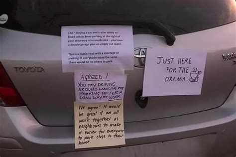 Parking Dispute Escalates As Car Covered In Passive-Aggressive Notes