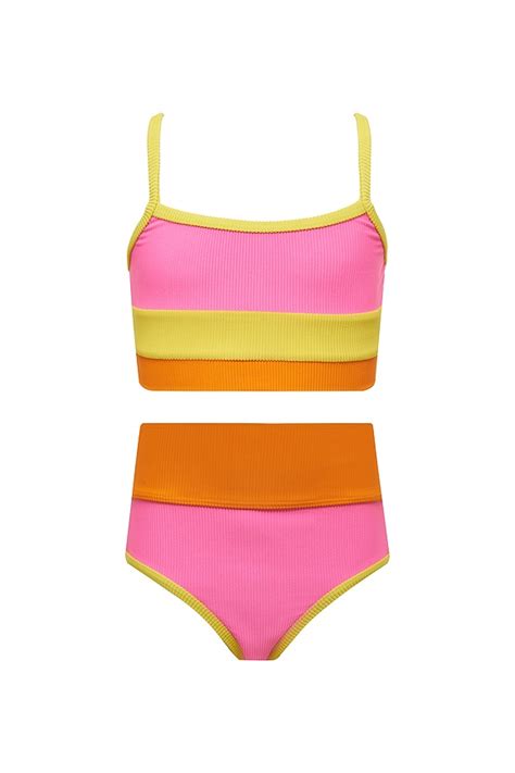BEACH RIOT Kids Little Eva & Emmy Bikini Set in Soleil | REVOLVE