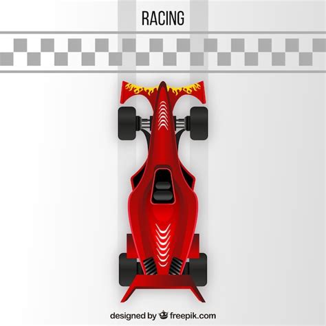 Formule 1 raceauto kruising finishlijn van bovenaf | Gratis Vector