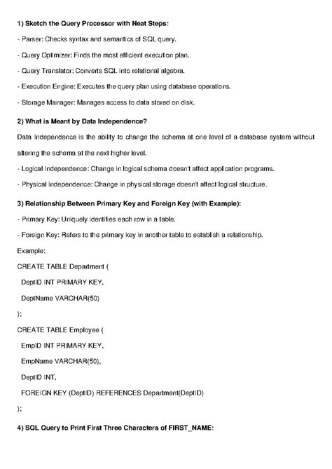 DBMS 2 Marks QA: Key Concepts in Query Processing and Data Independence ...
