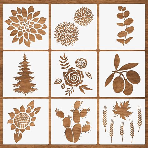 CODOHI 9-Packs Flower and Leaf Stencils for DIY Painting India | Ubuy