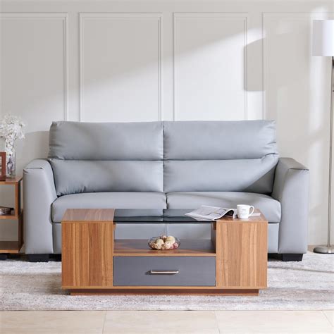 Buy Ellora Faux Leather 3-Seater Sofa - Grey from Home Centre at just ...
