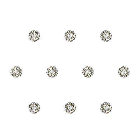 Comet Busters Beautiful Silver Round Bindi With Stones (5mm) (BIN1676)