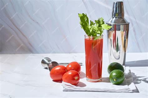 Premium Photo | Bloody or virgin mary cocktail served in a cup with ...