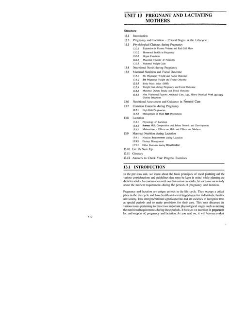 MFN-004 Unit-13 - Advance nutrition - UNIT 13 PWEGNANT AND LACTATING ...