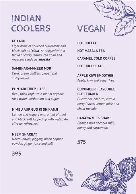 Menu at Under The Neem, Gurugram
