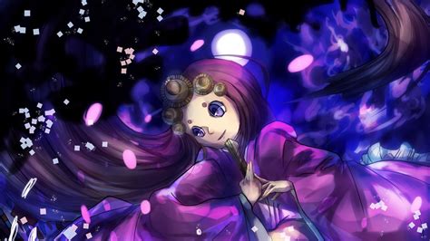 Wallpaper girl, kimono, fan, anime, purple hd, picture, image