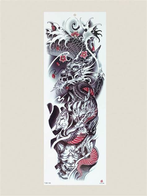 Tiebeauty 4 Sheets Full Arm Temporary Tattoo Stickers, Removable Full ...