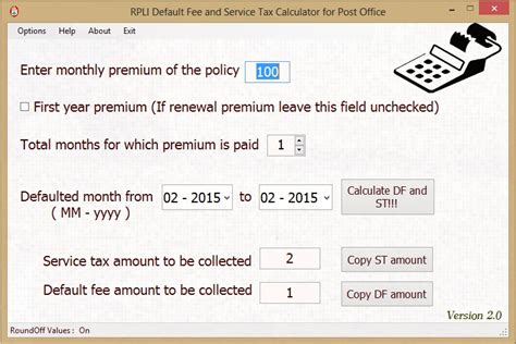 RPLI Default and Service Tax Calculator