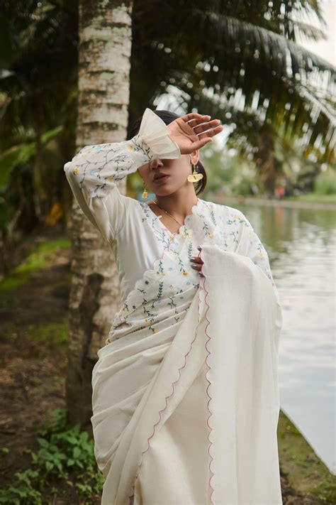 Mace │White handwoven chanderi sari