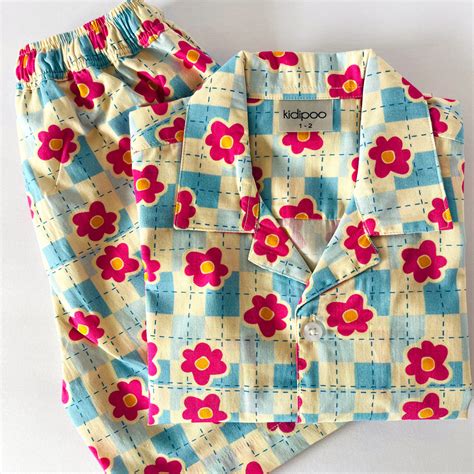 Blue Cotton Kids Coord Set - Floral Design