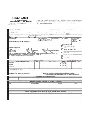 IBC Bank Application for Employment - Blank Fillable Template | Fill ...