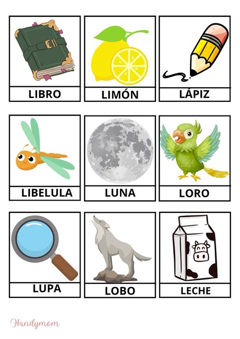 Palabras con l | Dibujos con la letra l | Palabras con l, Letra l ...