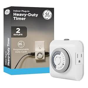 GE 24-Hour Heavy Duty Indoor Plug-in Mechanical Timer, 2 Grounded ...