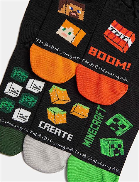 Buy 5pk Cotton Rich Minecraft™ School Socks at Marks & Spencer