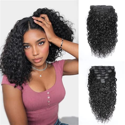 Amazon.com : CindiRiver Curly Clip in Hair Extensions,Real Human Hair ...