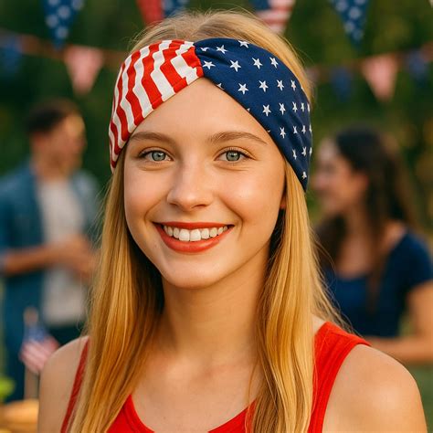 Shimmer Anna Shine Red White and Blue Patriotic American Flag Headband ...
