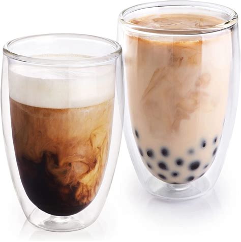 Buy VISMII Double Walled Glasses, 400 ML, 2 Pack - Insulated Glasses ...