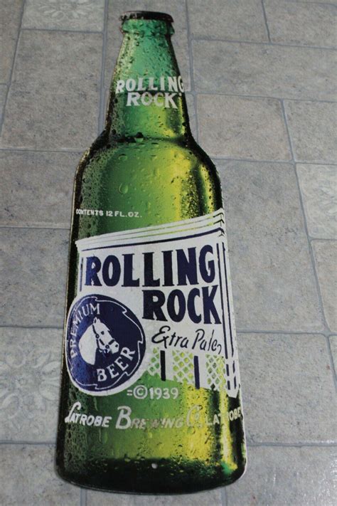 ORIGINAL VINTAGE ROLLING ROCK EXTRA PALE PREMIUM BEER BOTTLE SIGN METAL ...