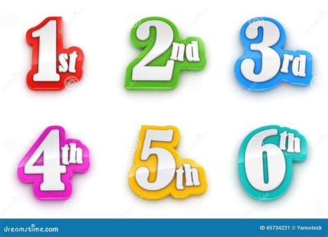 1st 2nd 3rd 4th 5th 6th Numbers On White Background Stock Illustration ...