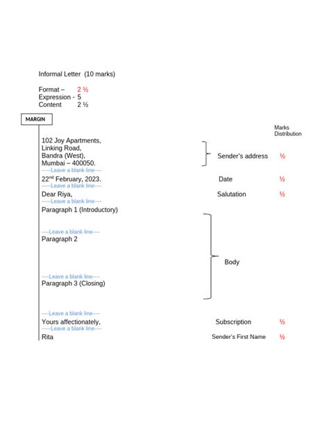 Informal Letter Format 的图像结果