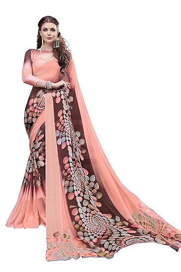 Buy Gaurangi Creation Printed Georgette Satin Patta with Satin Border ...