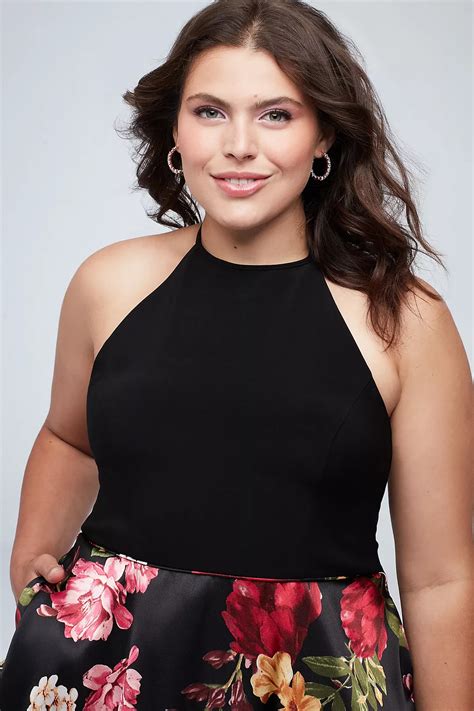 Floral Double Hem Plus Size Halter Dress | David's Bridal