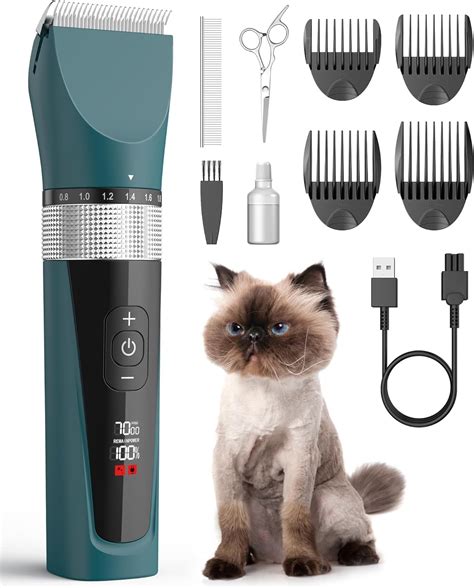 oneisall Cat Clippers for Matted Hair, 5-Speed Quiet Cat Grooming kit ...
