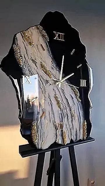 Marble Echo Uneven Resin Wall Clock - Unique Home Decor Timepiece ...