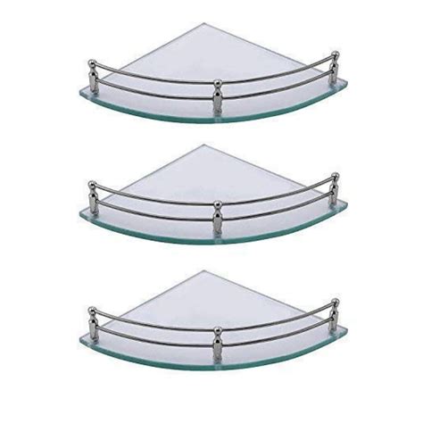 Buy Chrome Wall Mounted Bathroom Corner Shelves with Frosted and ...