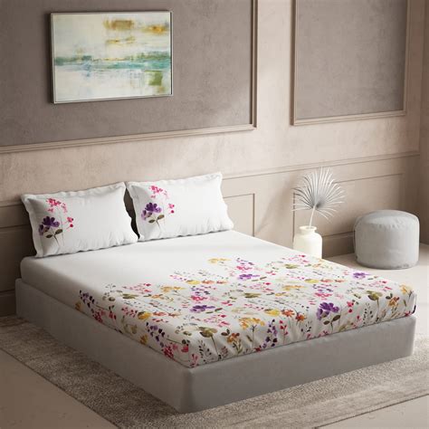 DDECOR - Evolet 100% Cotton Double Bedsheet with 2 Pillow Covers, King ...