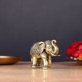 Buy Brass Superfine Elephant Miniature Showpiece 4" - Budhshiv.com