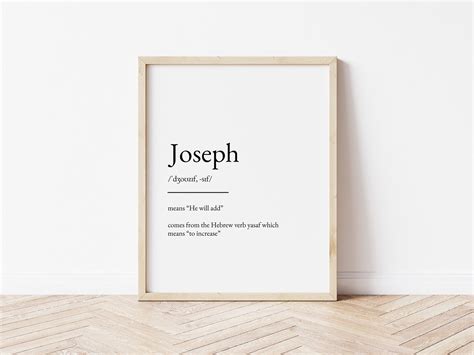 Joseph Name Meaning Print, Name Print, Wall Art, Minimalist Print ...