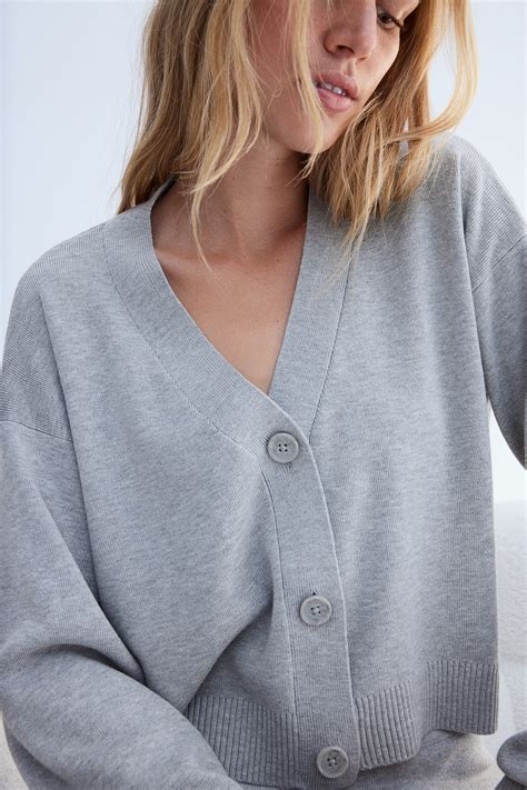 Fine-Knit Cardigan - Light gray melange - Ladies | H&M US