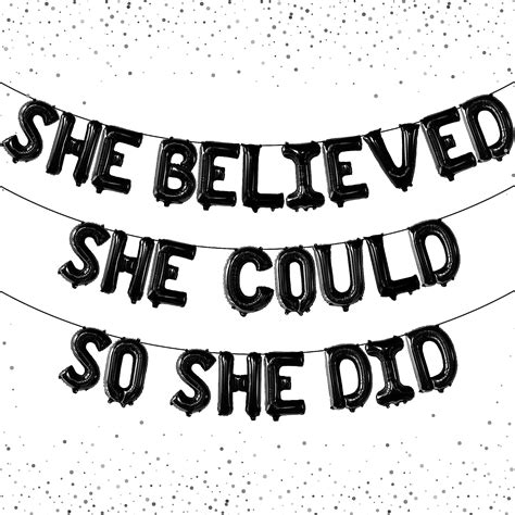 Buy KatchOn, She Believed She Could So She Did Banner - Black, 16 Inch ...