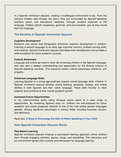 PPT - Spanish Immersion Daycare : Nurturing A Love For Learning ...